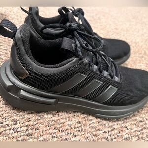 Black adidas running shoes